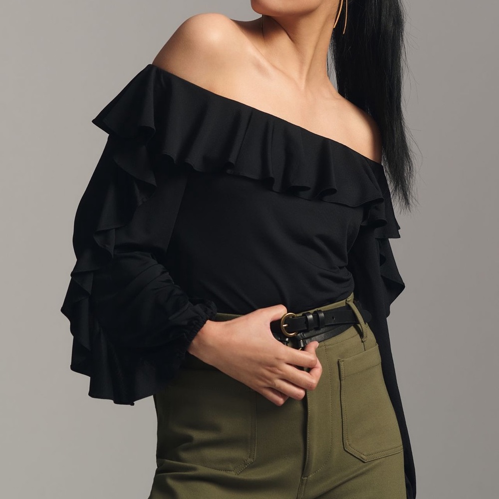 Anthropologie off the shoulder ruffle top